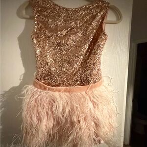 Sparkling Gold and Pink Feathered Costume